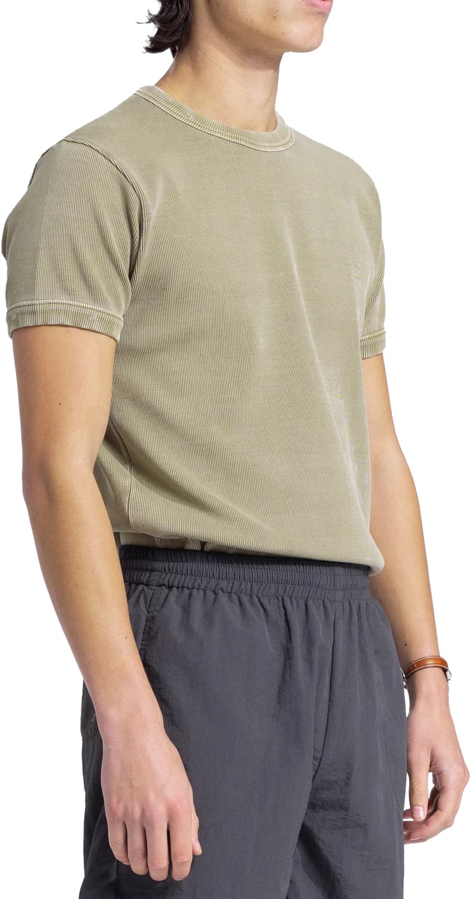 Bram's Fruit Heavy Rib T-Shirt Distressed - Washed Olive Green Groen