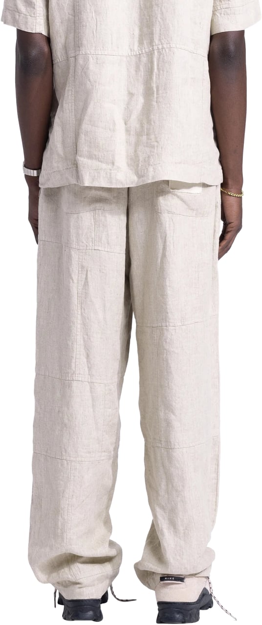 Bram's Fruit Linen Repair Trousers - Natural Linen Beige