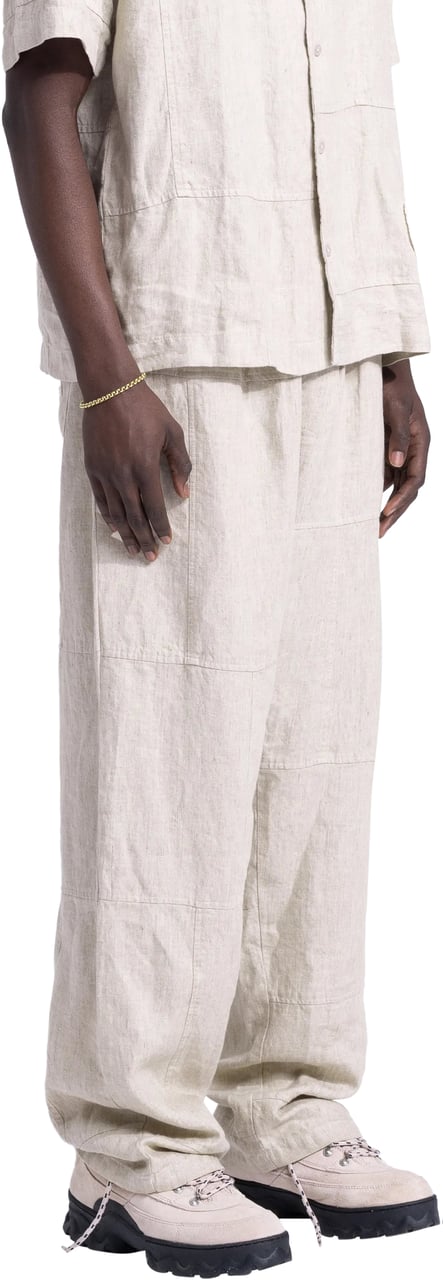 Bram's Fruit Linen Repair Trousers - Natural Linen Beige