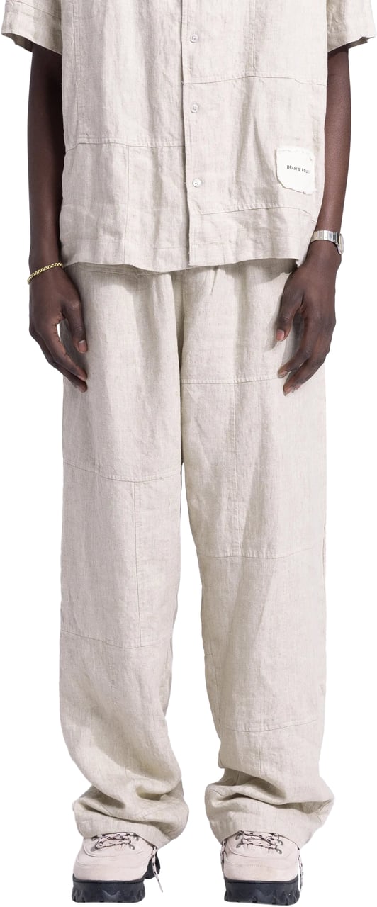 Bram's Fruit Linen Repair Trousers - Natural Linen Beige
