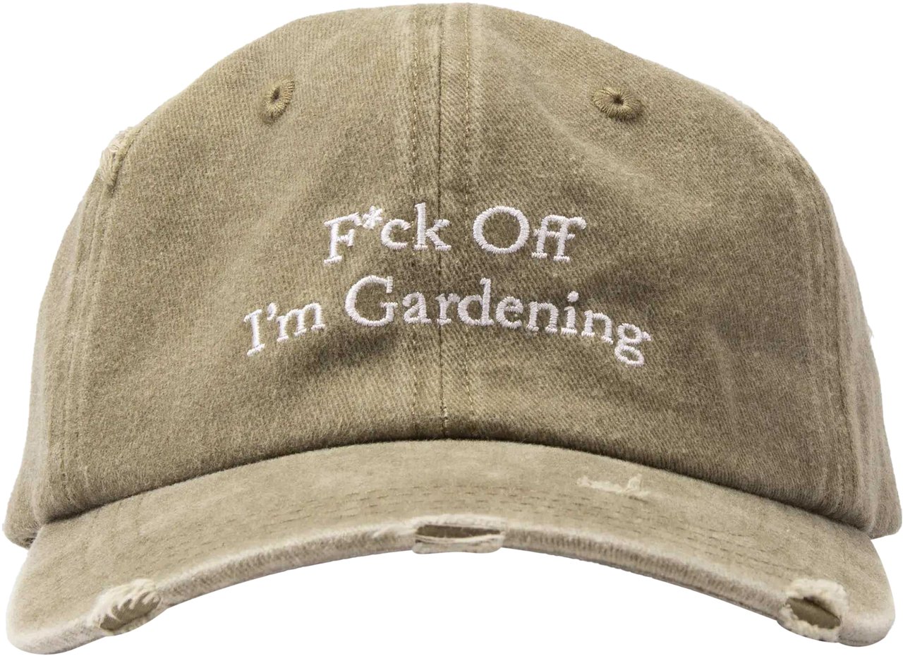 Bram's Fruit F*ck Off I'm Gardening Cap Distressed - Washed Olive Green Groen