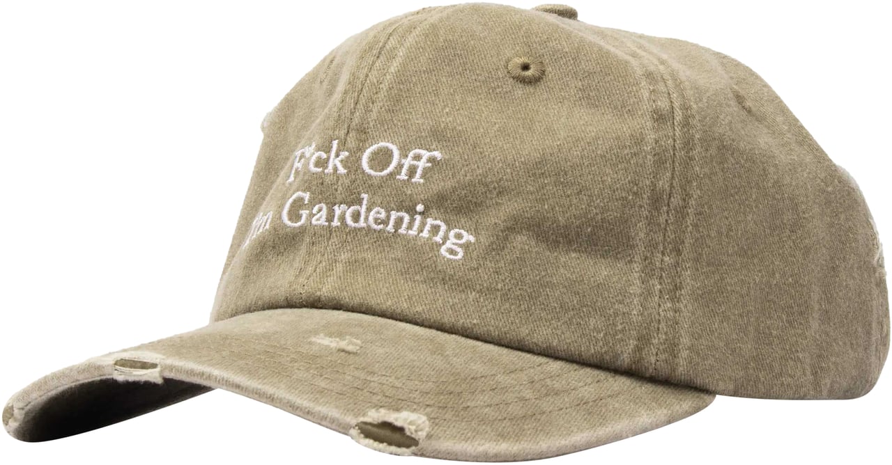 Bram's Fruit F*ck Off I'm Gardening Cap Distressed - Washed Olive Green Groen