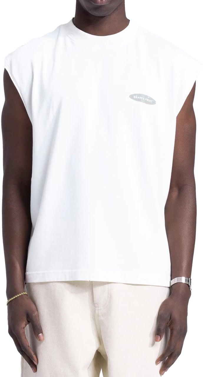 Bram's Fruit “F*ck Off I'm Gardening” Sleeveless T-Shirt Distressed - White Wit