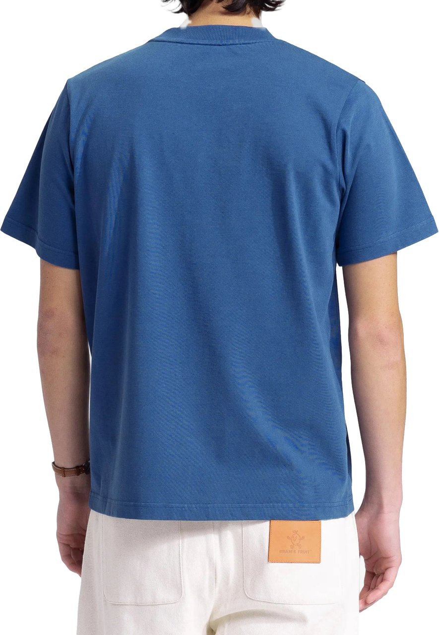 Bram's Fruit Garden Hose Chain Stitch T-Shirt - Blue Blauw