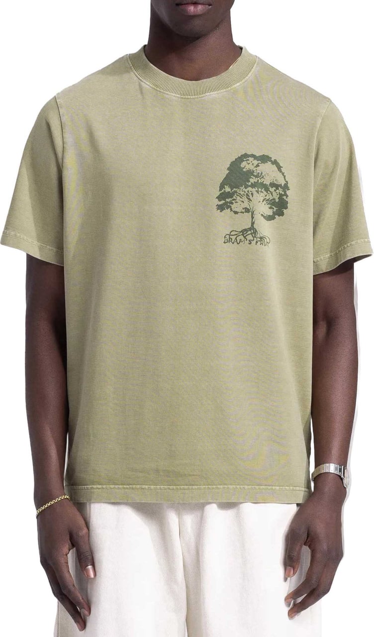 Bram's Fruit Roots T-Shirt - Washed Olive Green Groen