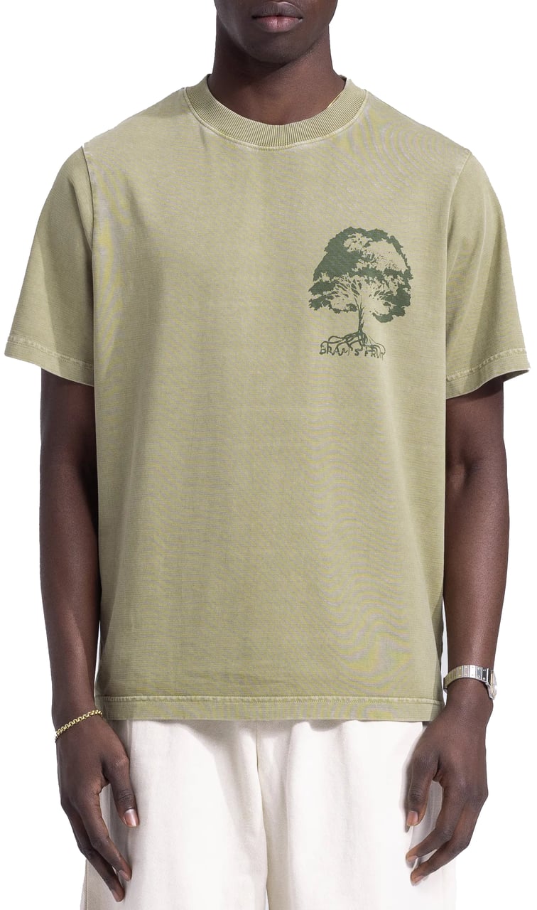 Bram's Fruit Roots T-Shirt - Washed Olive Green Groen