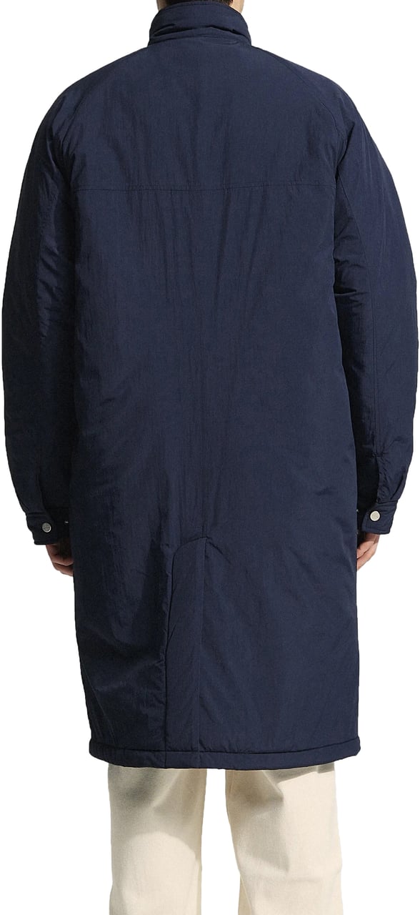 Bram's Fruit Emblem Patch Padded Trench Coat - Navy Blauw