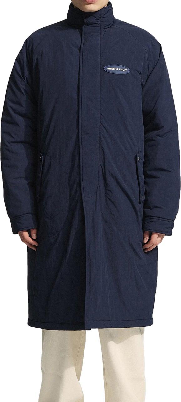 Bram's Fruit Emblem Patch Padded Trench Coat - Navy Blauw