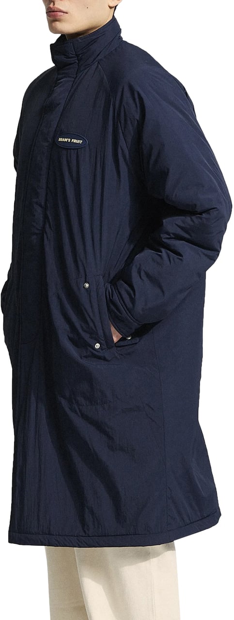 Bram's Fruit Emblem Patch Padded Trench Coat - Navy Blauw