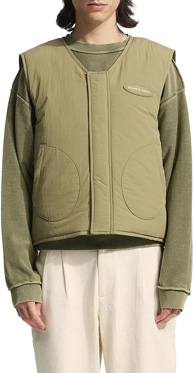 Bram's Fruit Emblem Patch Padded Vest - Green Groen