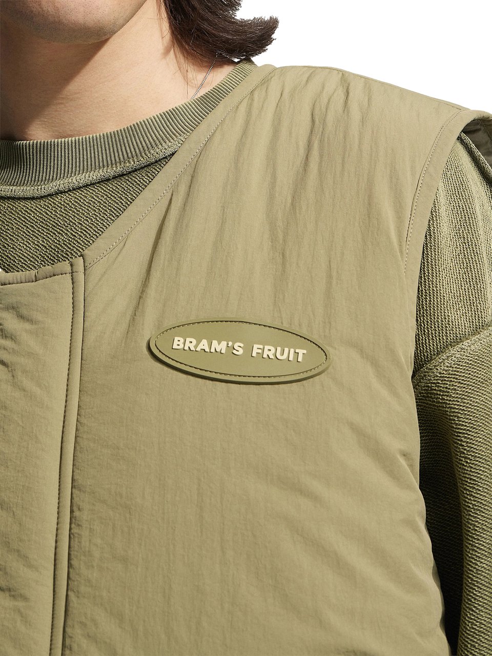 Bram's Fruit Emblem Patch Padded Vest - Green Groen