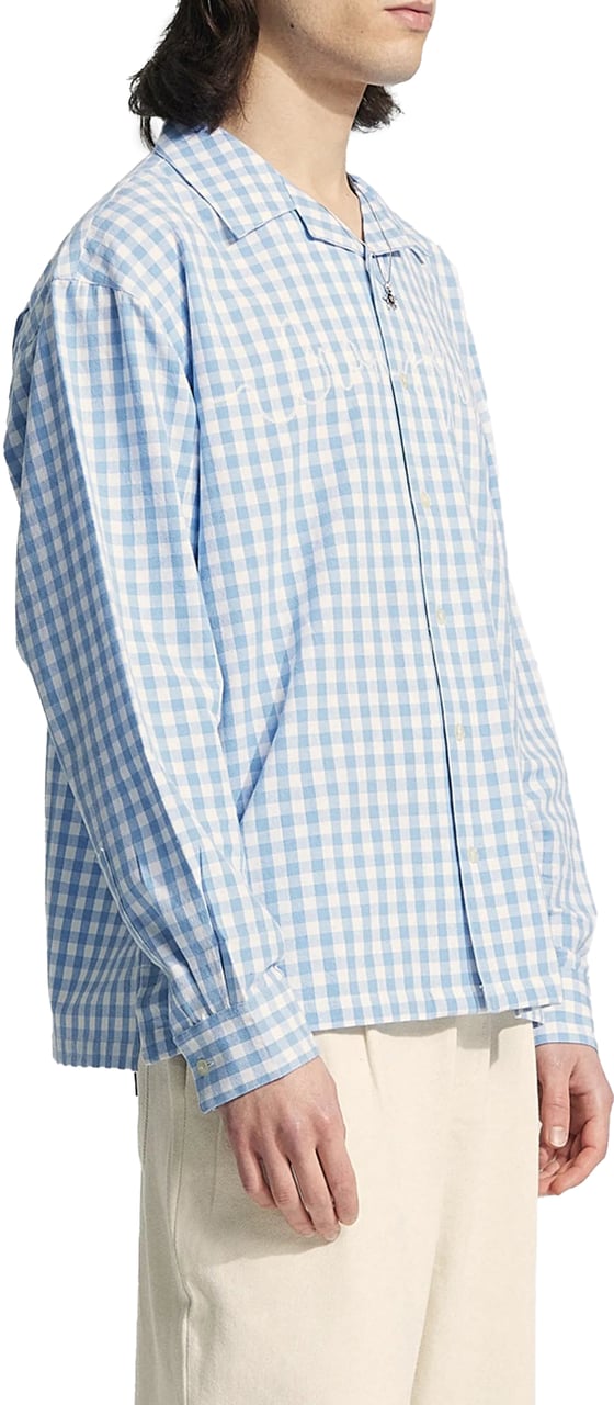 Bram's Fruit Garden Hose Chain Stitch Overshirt - Light Blue Blauw