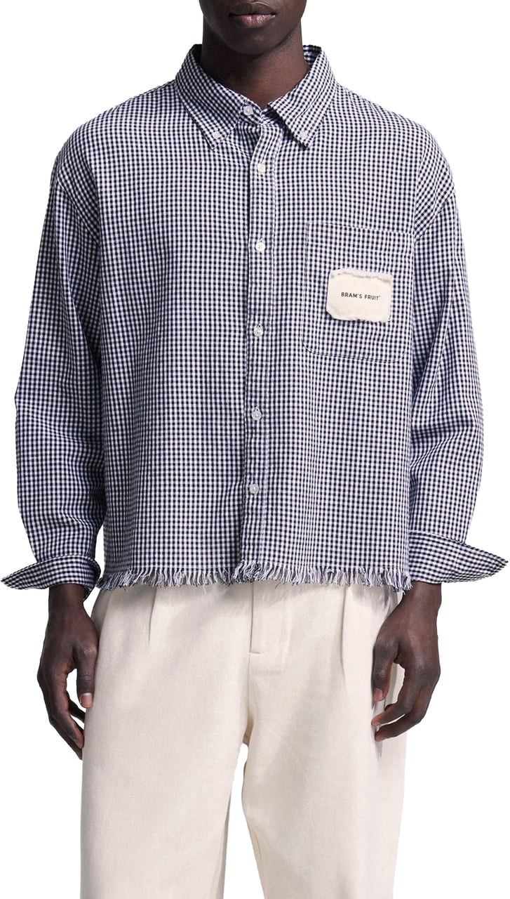 Bram's Fruit Distressed Farmer’s Shirt Longsleeve - Black Zwart