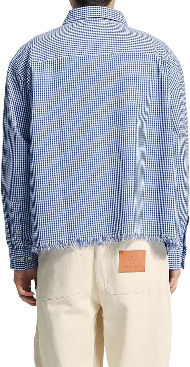 Bram's Fruit Distressed Farmer’s Shirt LS - Navy Blauw
