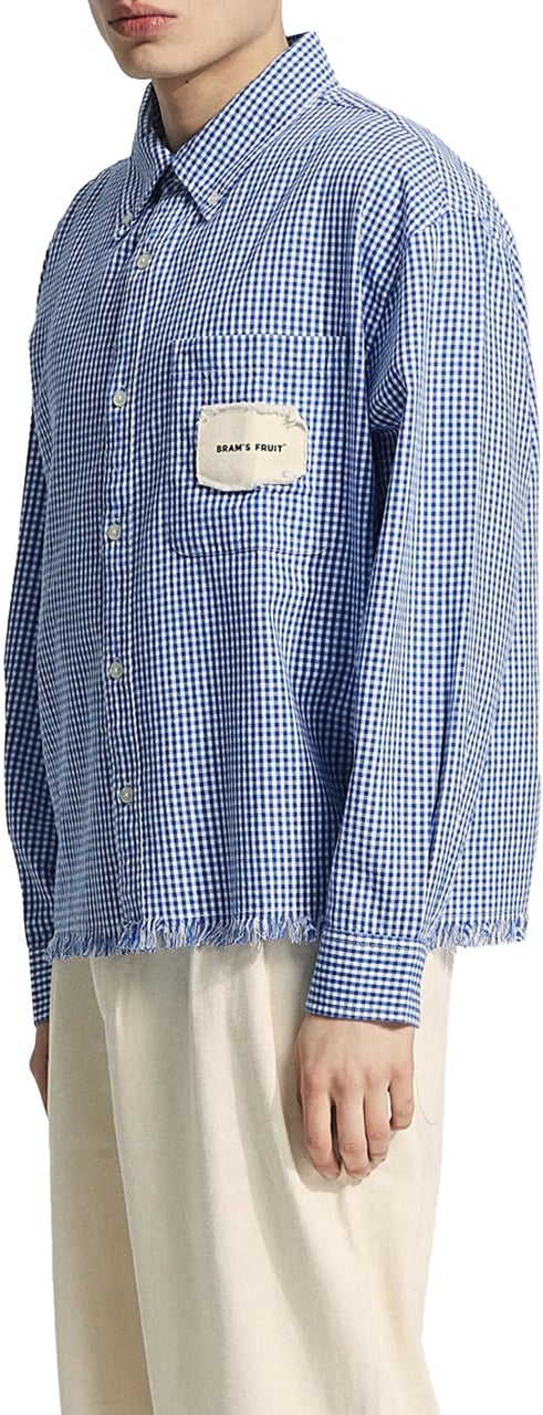 Bram's Fruit Distressed Farmer’s Shirt LS - Navy Blauw