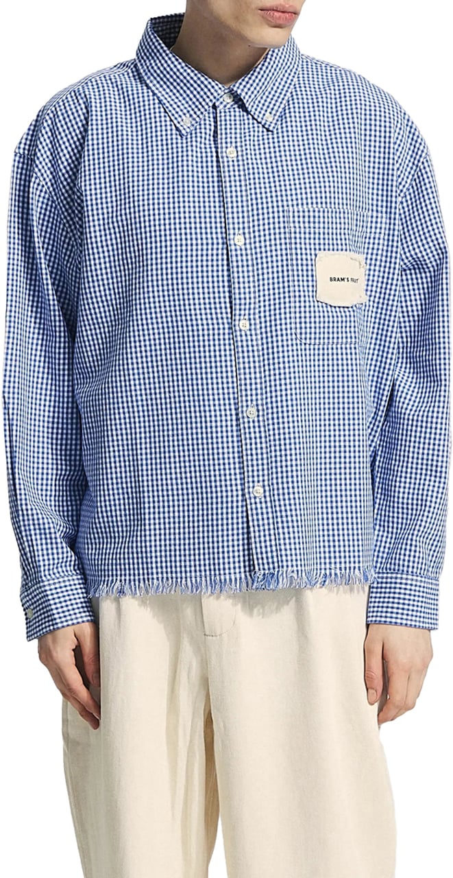Bram's Fruit Distressed Farmer’s Shirt LS - Navy Blauw