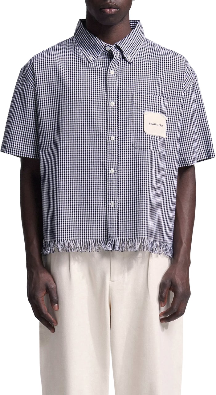 Bram's Fruit Distressed Farmer’s Shirt Shortsleeve - Black Zwart