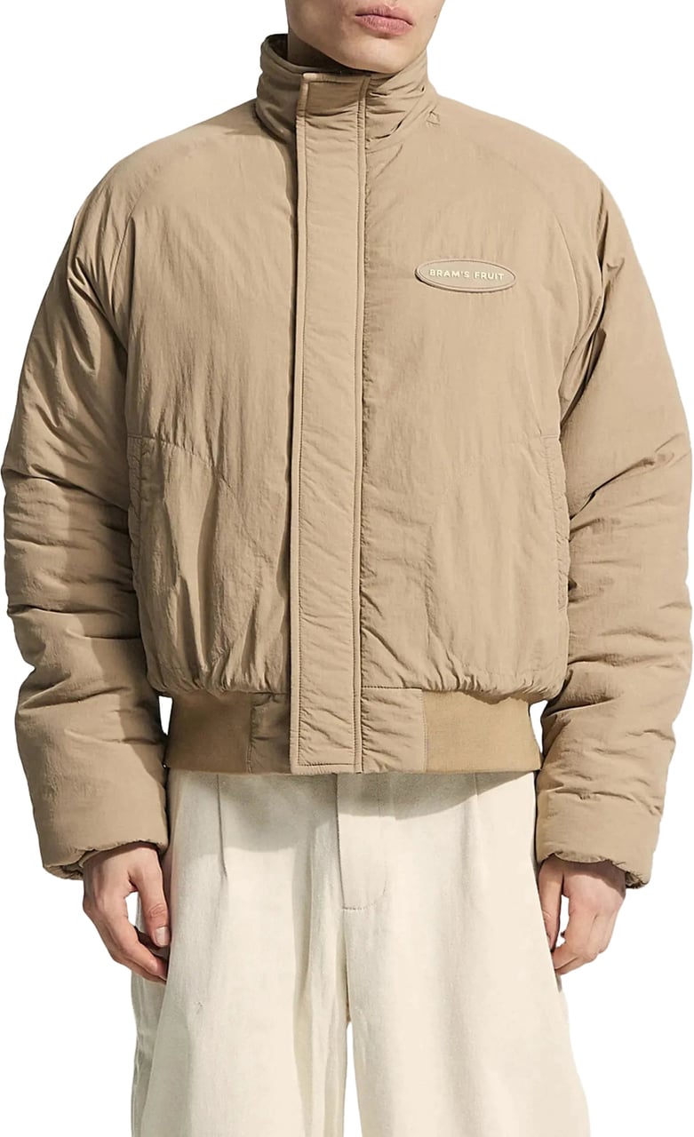 Bram's Fruit Emblem Patch Padded Jacket - Khaki Groen