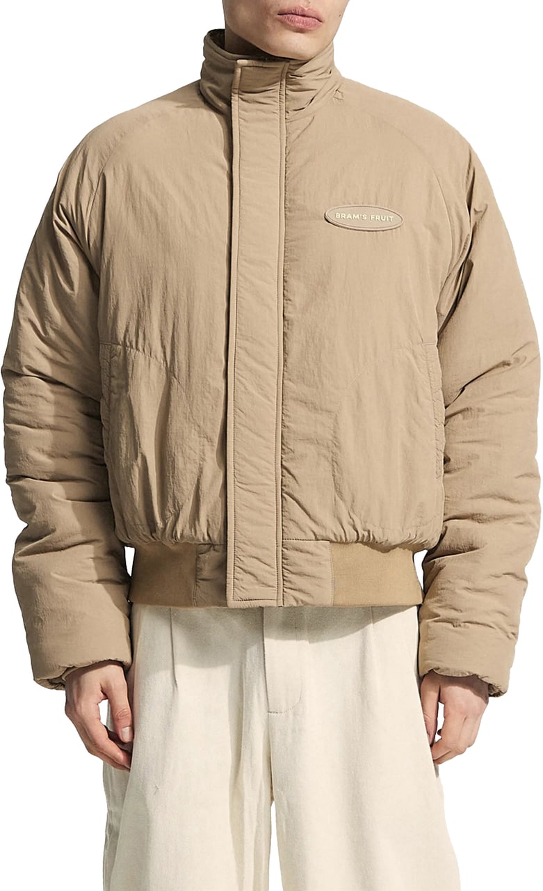 Bram's Fruit Emblem Patch Padded Jacket - Khaki Groen