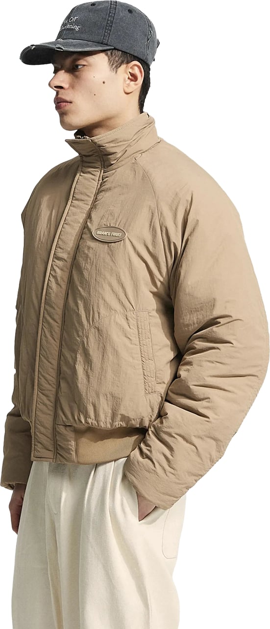 Bram's Fruit Emblem Patch Padded Jacket - Khaki Groen