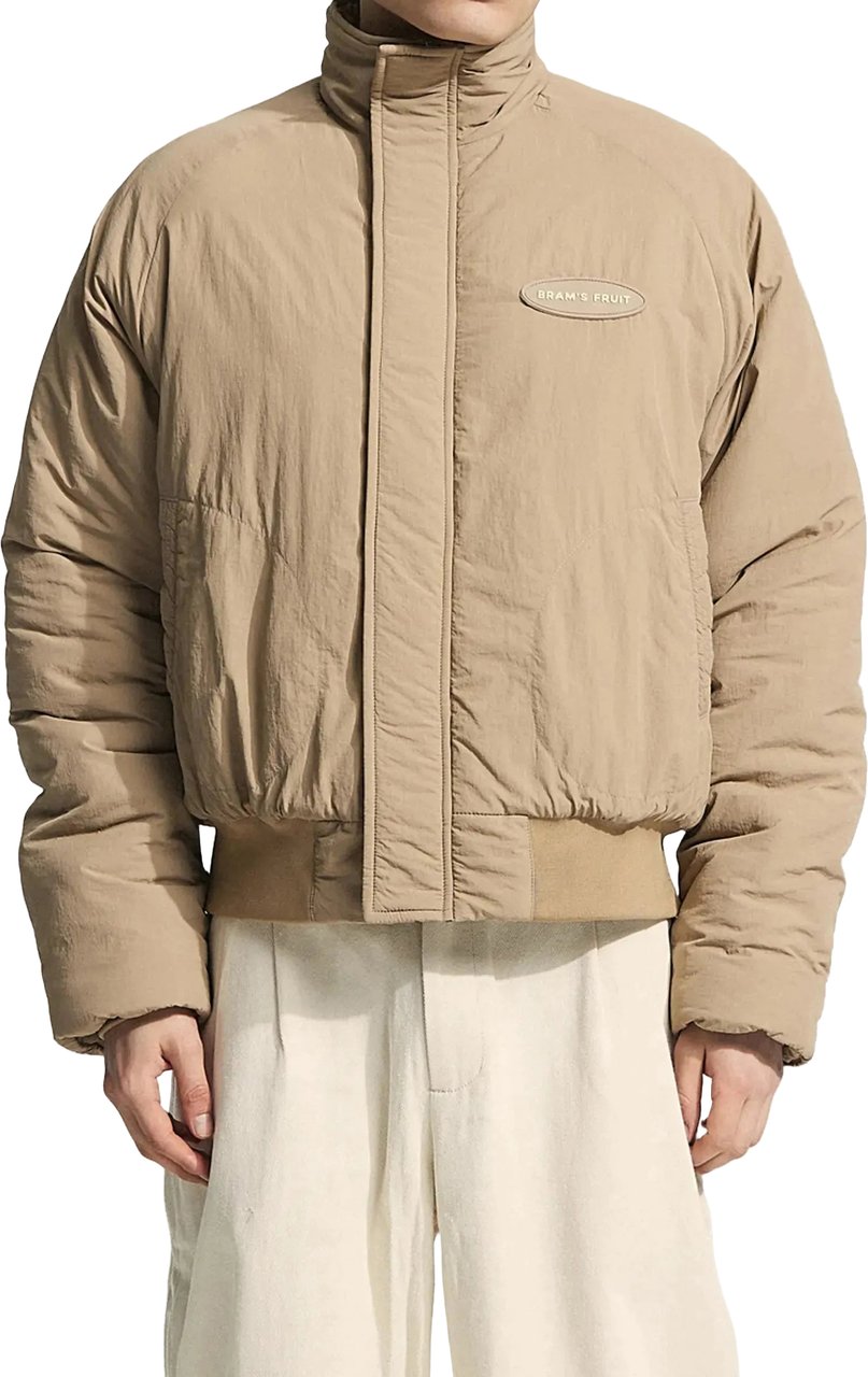 Bram's Fruit Emblem Patch Padded Jacket - Khaki Groen