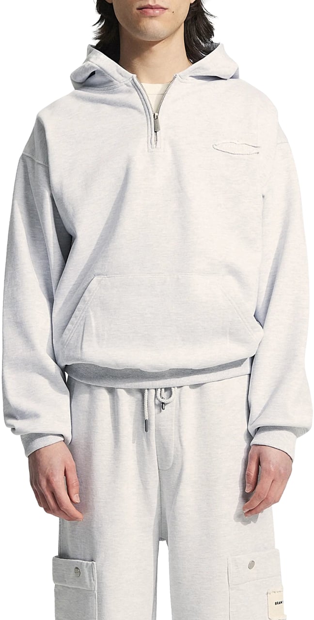 Bram's Fruit Cut & Sew Quarter Zip Hoodie - Grey Melange Grijs