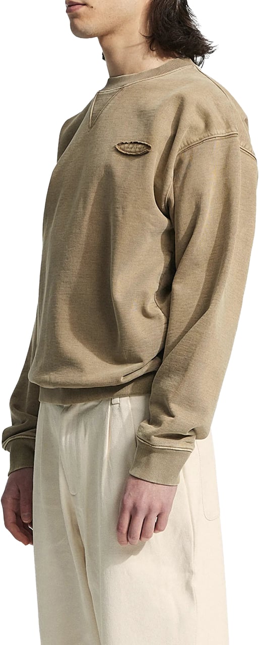 Bram's Fruit Cut & Sew “F*ck Off” Crewneck - Washed Khaki Groen