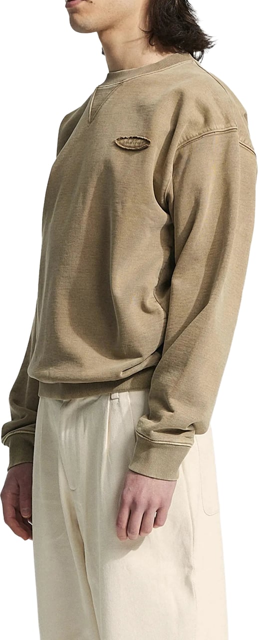 Bram's Fruit Cut & Sew “F*ck Off” Crewneck - Washed Khaki Groen