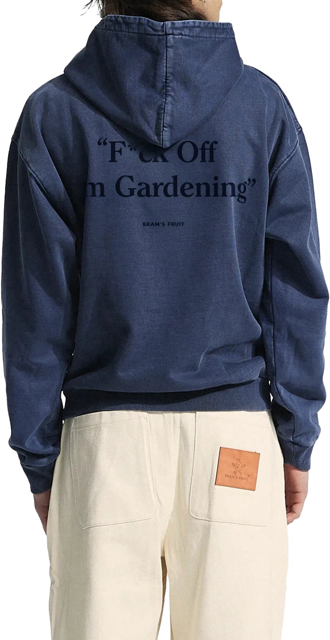 Bram's Fruit Distressed “F*ck Off” Hoodie - Washed Midnight Blue Blauw