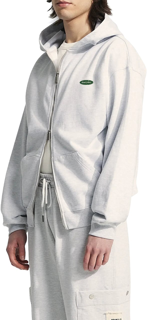 Bram's Fruit Distressed “F*ck Off” Zipper Hoodie - Grey Melange Grijs