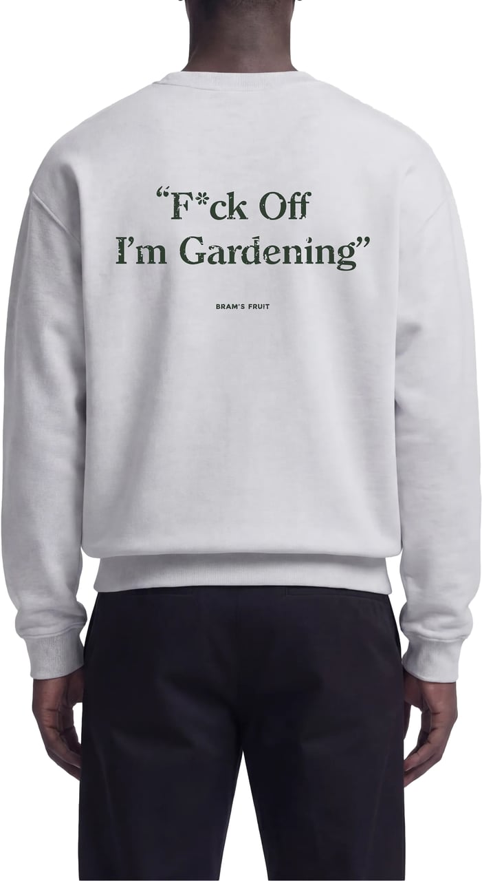 Bram's Fruit Distressed “F*ck Off I'm Gardening” Crewneck - Grey Melange Grijs