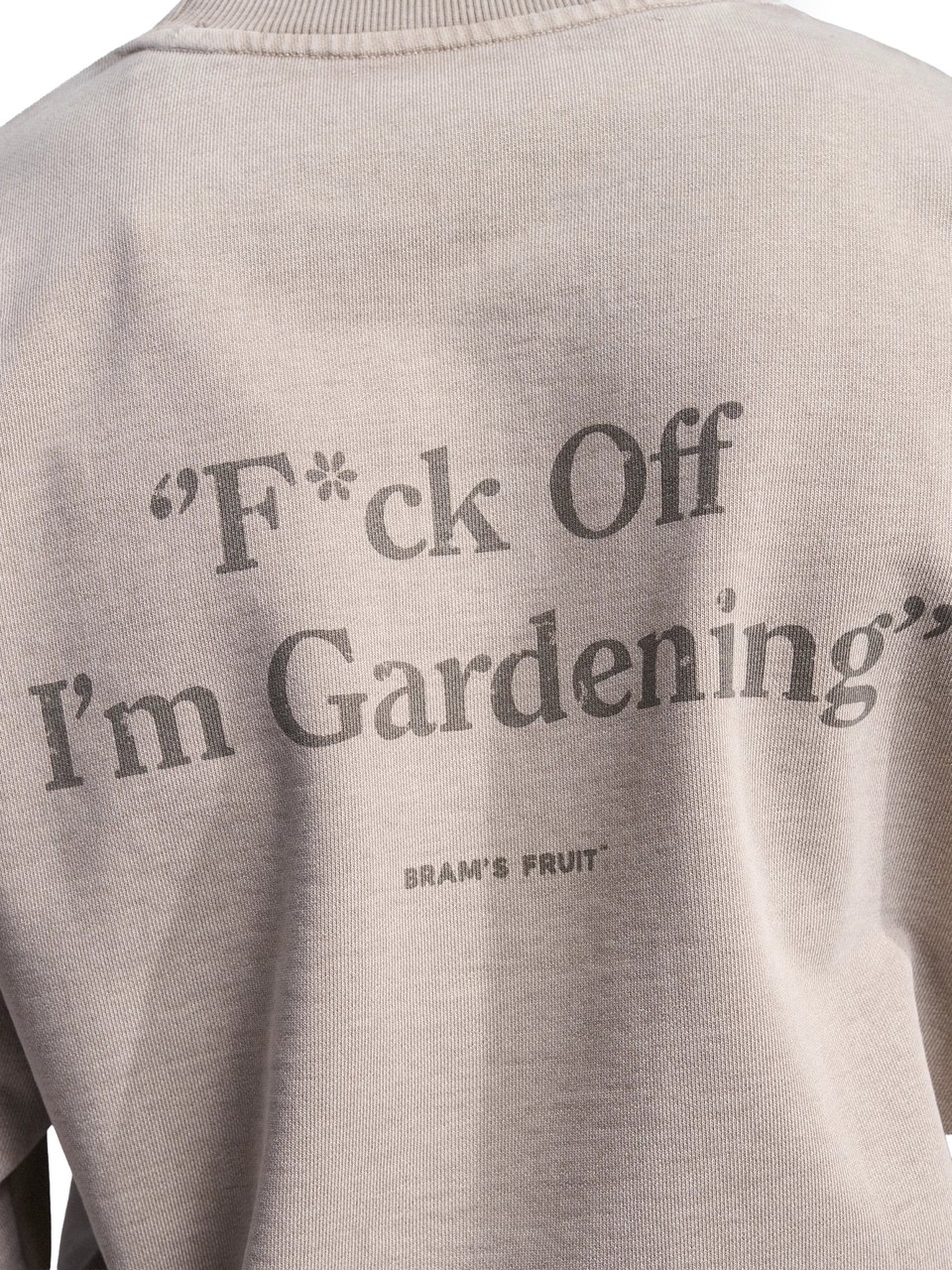 Bram's Fruit Distressed “F*ck Off I'm Gardening” Crewneck - Washed Khaki Groen