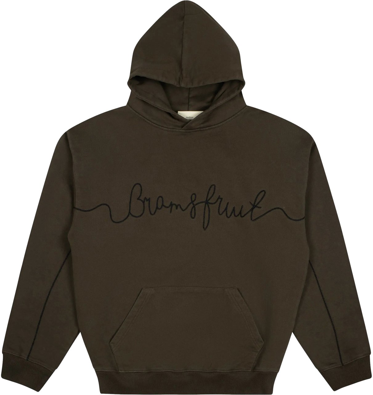 Bram's Fruit Garden Hose Chain Stitch Hoodie - Solid Charcoal Black Zwart
