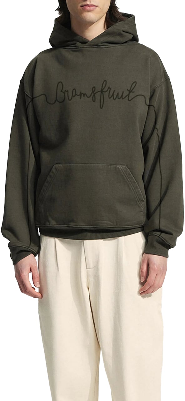 Bram's Fruit Garden Hose Chain Stitch Hoodie - Solid Charcoal Black Zwart