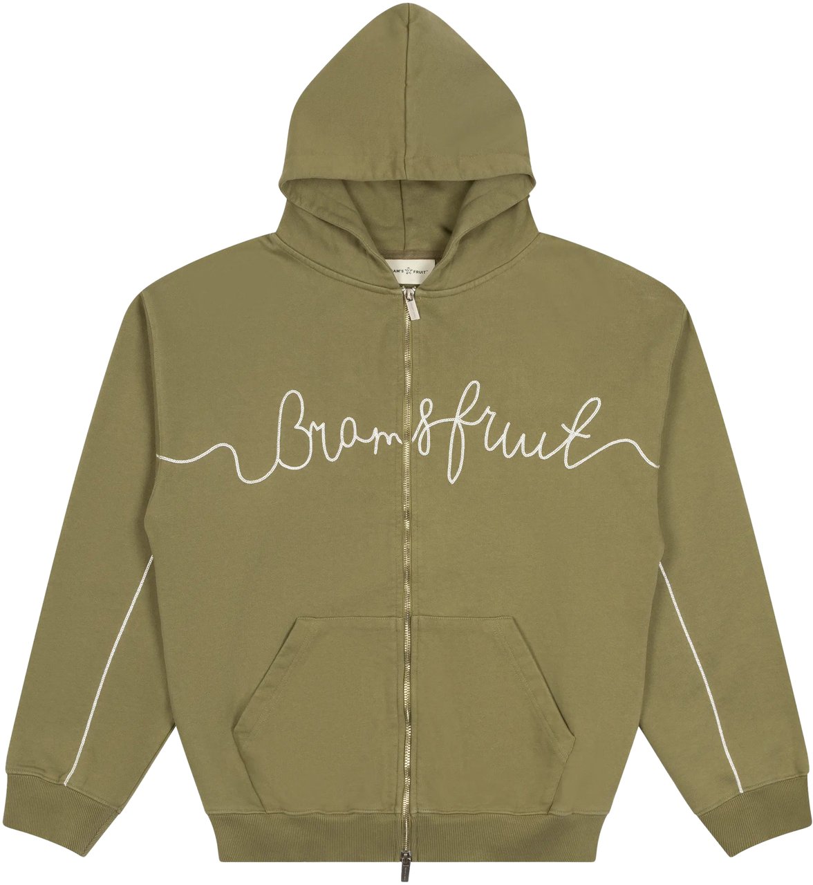 Bram's Fruit Garden Hose Chain Stitch Zipper Hoodie - Solid Olive Green Groen