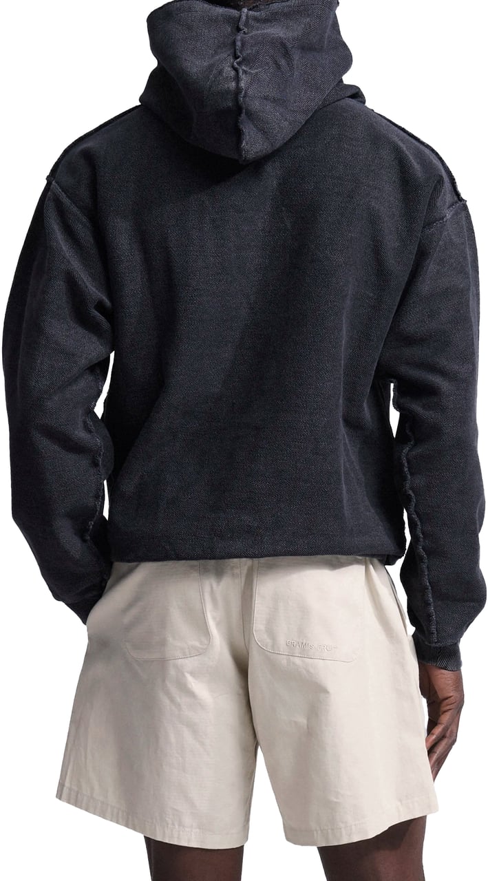 Bram's Fruit Chest Pocket Hoodie - Washed Charcoal Black Zwart
