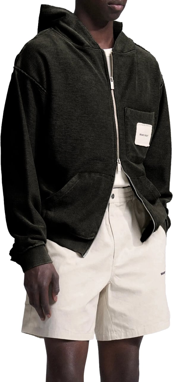 Bram's Fruit Chest Pocket Zipper Hoodie - Washed Charcoal Grijs