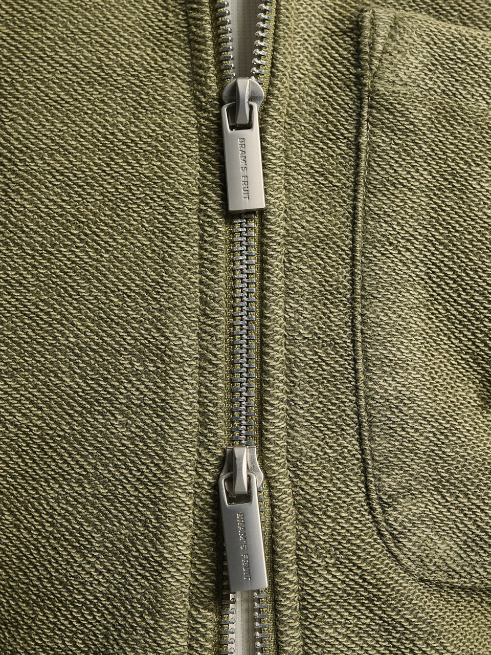Bram's Fruit Chest Pocket Zipper Hoodie  - Washed Green Groen