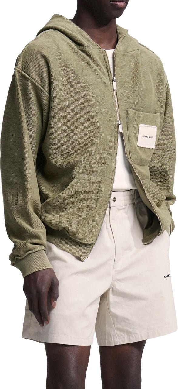 Bram's Fruit Chest Pocket Zipper Hoodie - Washed Green Groen