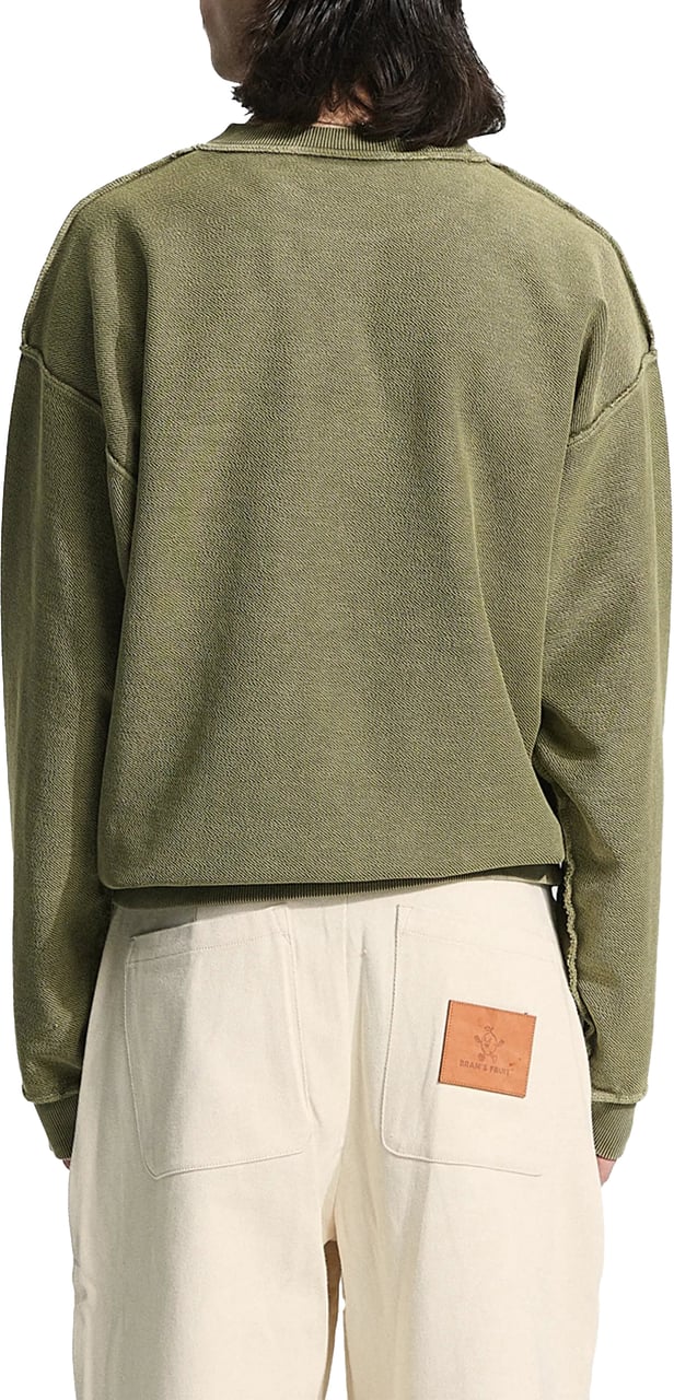 Bram's Fruit Chest Pocket Crewneck  - Washed Olive Green Groen