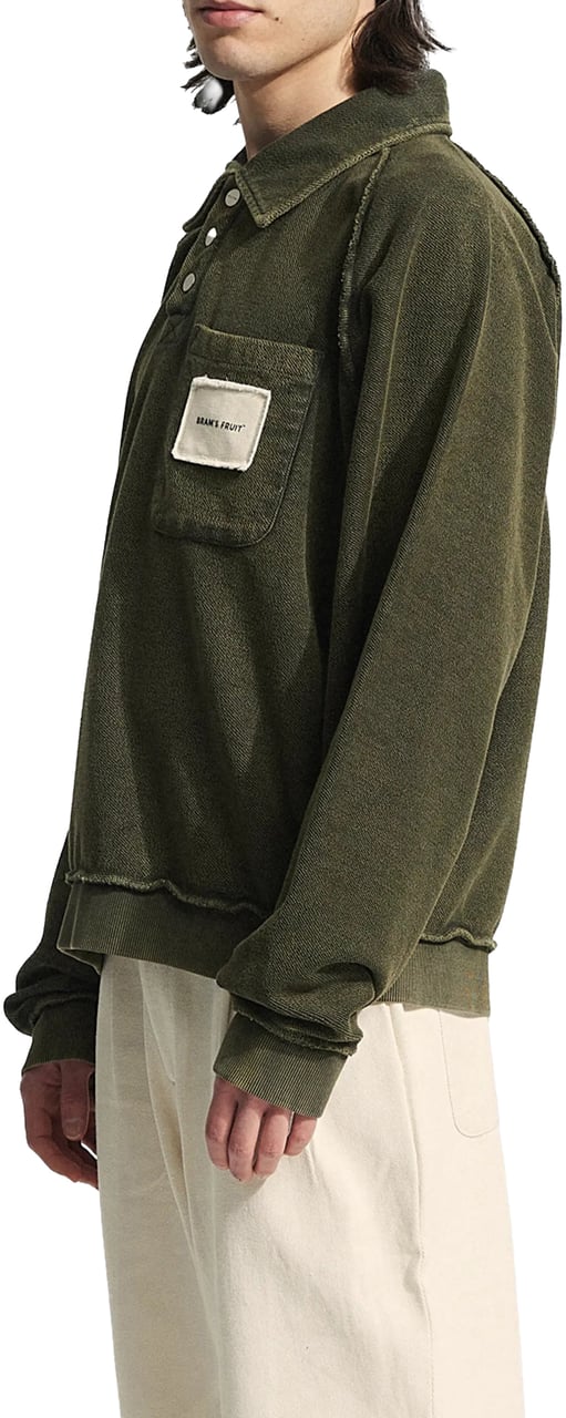 Bram's Fruit Chest Pocket Sweat Polo  - Washed Charcoal Grijs