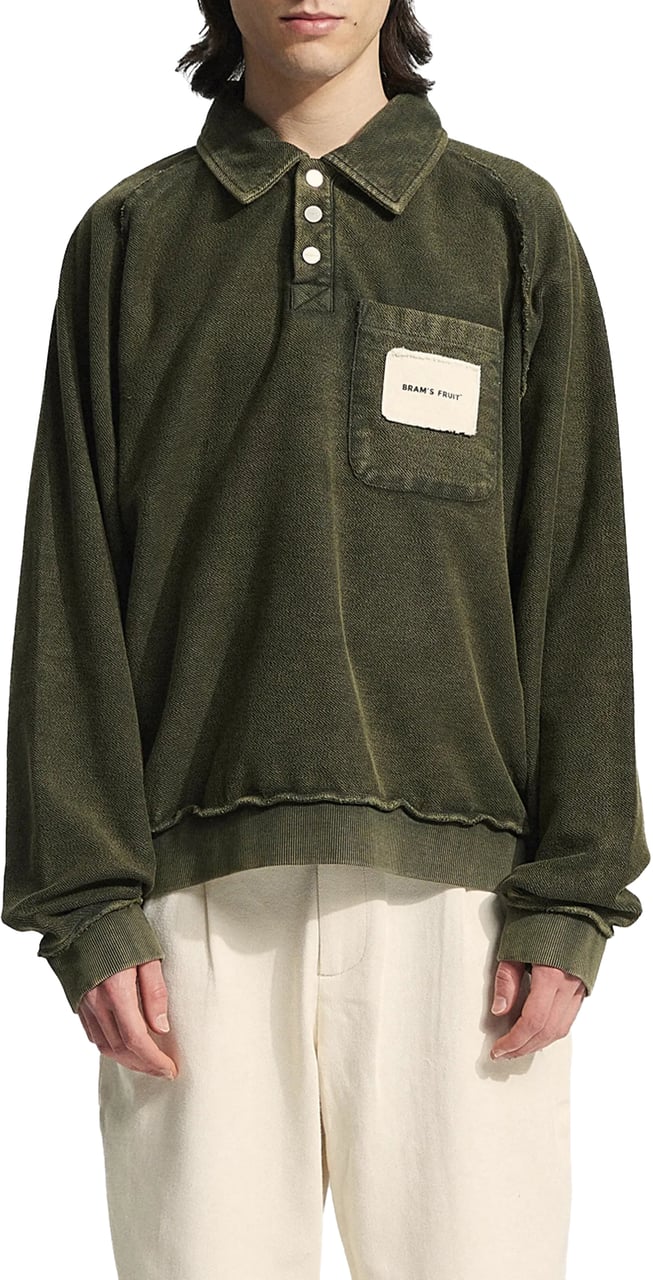 Bram's Fruit Chest Pocket Sweat Polo  - Washed Charcoal Grijs