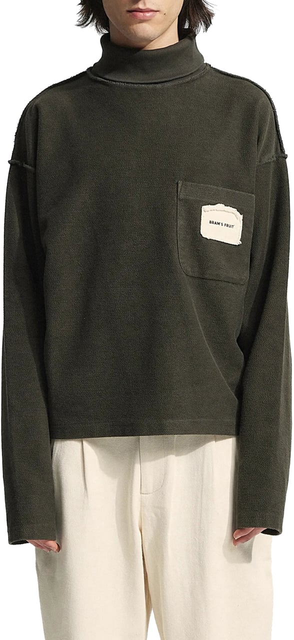 Bram's Fruit Turtle Neck Chest Pocket - Washed Charcoal Grijs