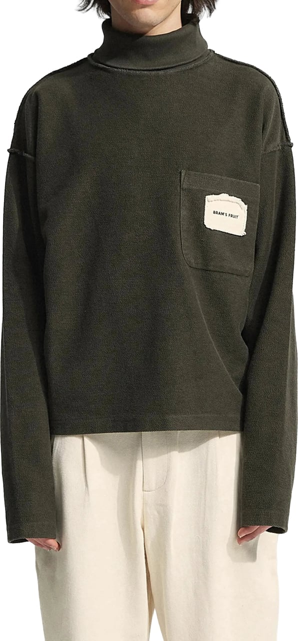 Bram's Fruit Turtle Neck Chest Pocket - Washed Charcoal Grijs