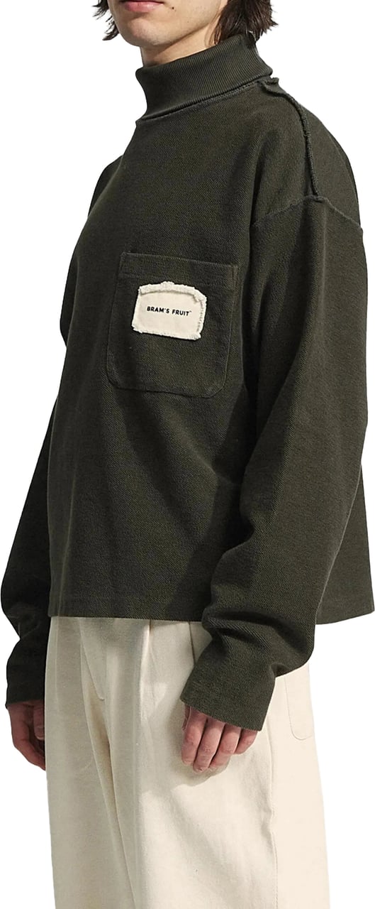Bram's Fruit Turtle Neck Chest Pocket - Washed Charcoal Grijs