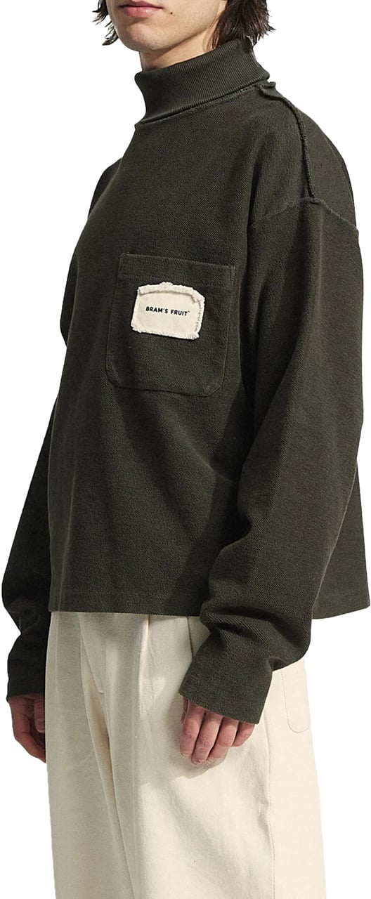Bram's Fruit Turtle Neck Chest Pocket - Washed Charcoal Grijs