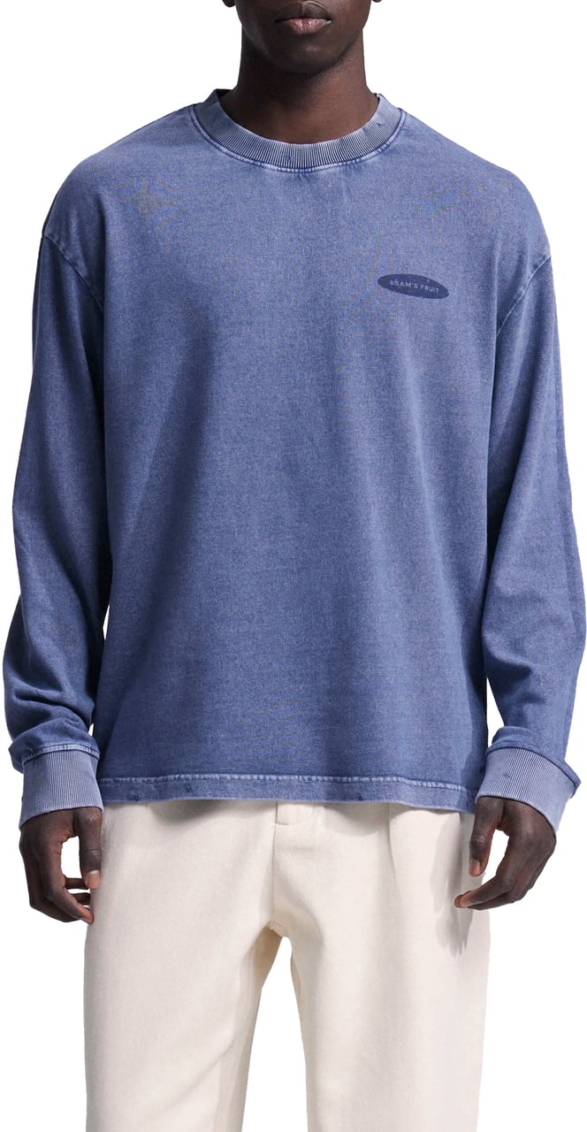 Bram's Fruit Distressed "F*ck Off I'm Gardening" Longsleeve - Washed Midnight Blue Blauw