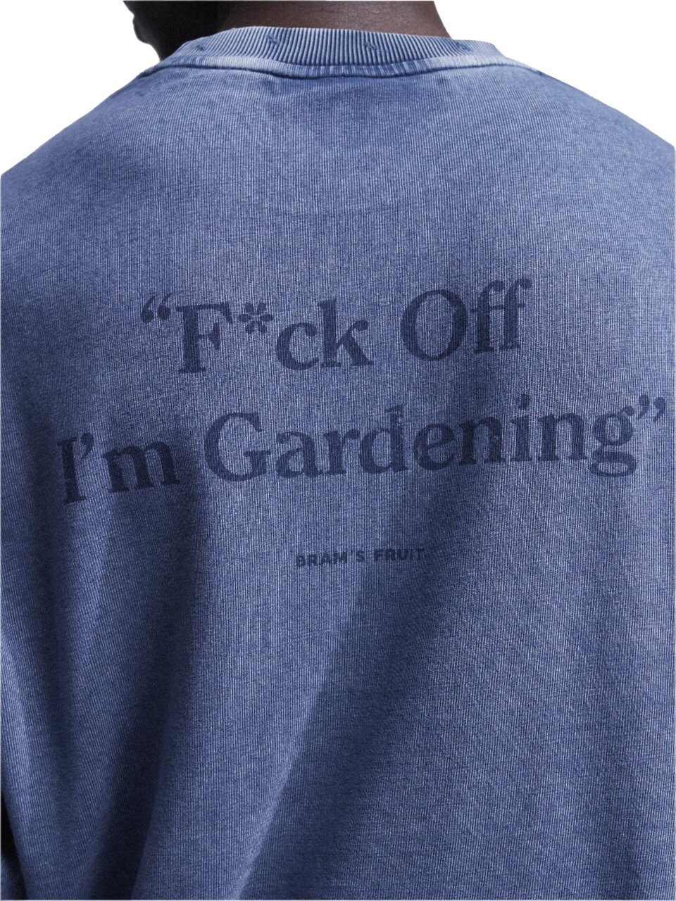 Bram's Fruit Distressed "F*ck Off I'm Gardening" Longsleeve - Washed Midnight Blue Blauw