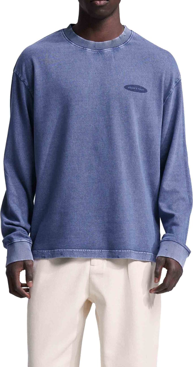 Bram's Fruit Distressed "F*ck Off I'm Gardening" Longsleeve - Washed Midnight Blue Blauw