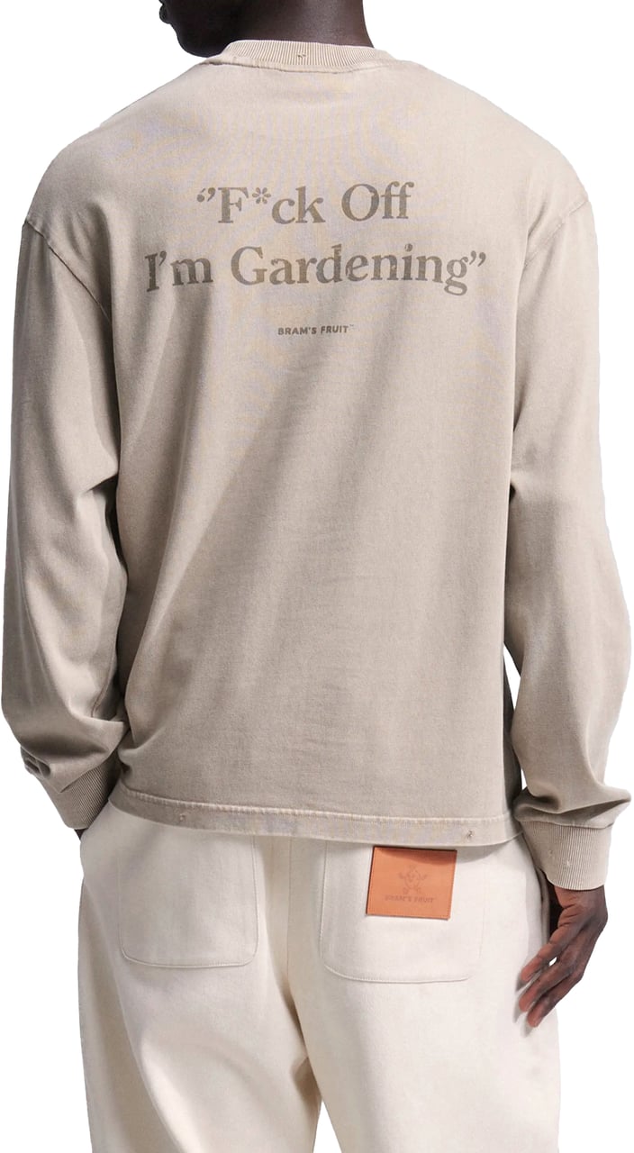 Bram's Fruit Distressed "F*ck Off I'm Gardening" Longsleeve - Washed Khaki Groen